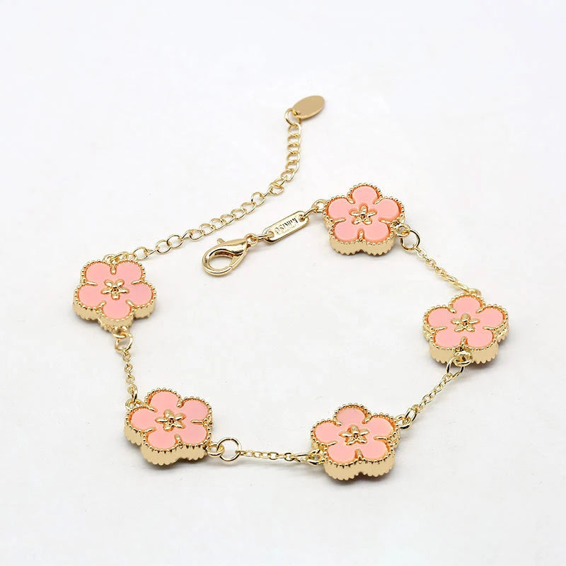 Enamel Flower Link Bracelet