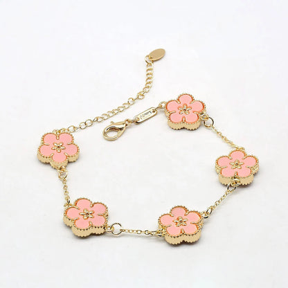 Enamel Flower Link Bracelet