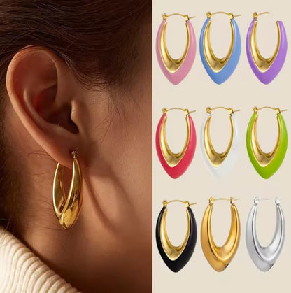 BoldGleam Enamel Hoop Earrings