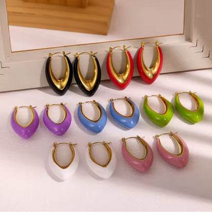 BoldGleam Enamel Hoop Earrings