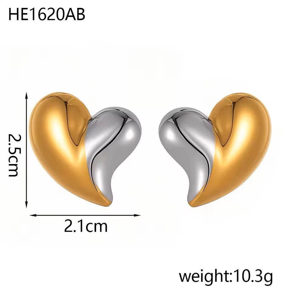 Metallic Heart Stub Earrings