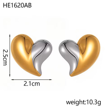Metallic Heart Stub Earrings
