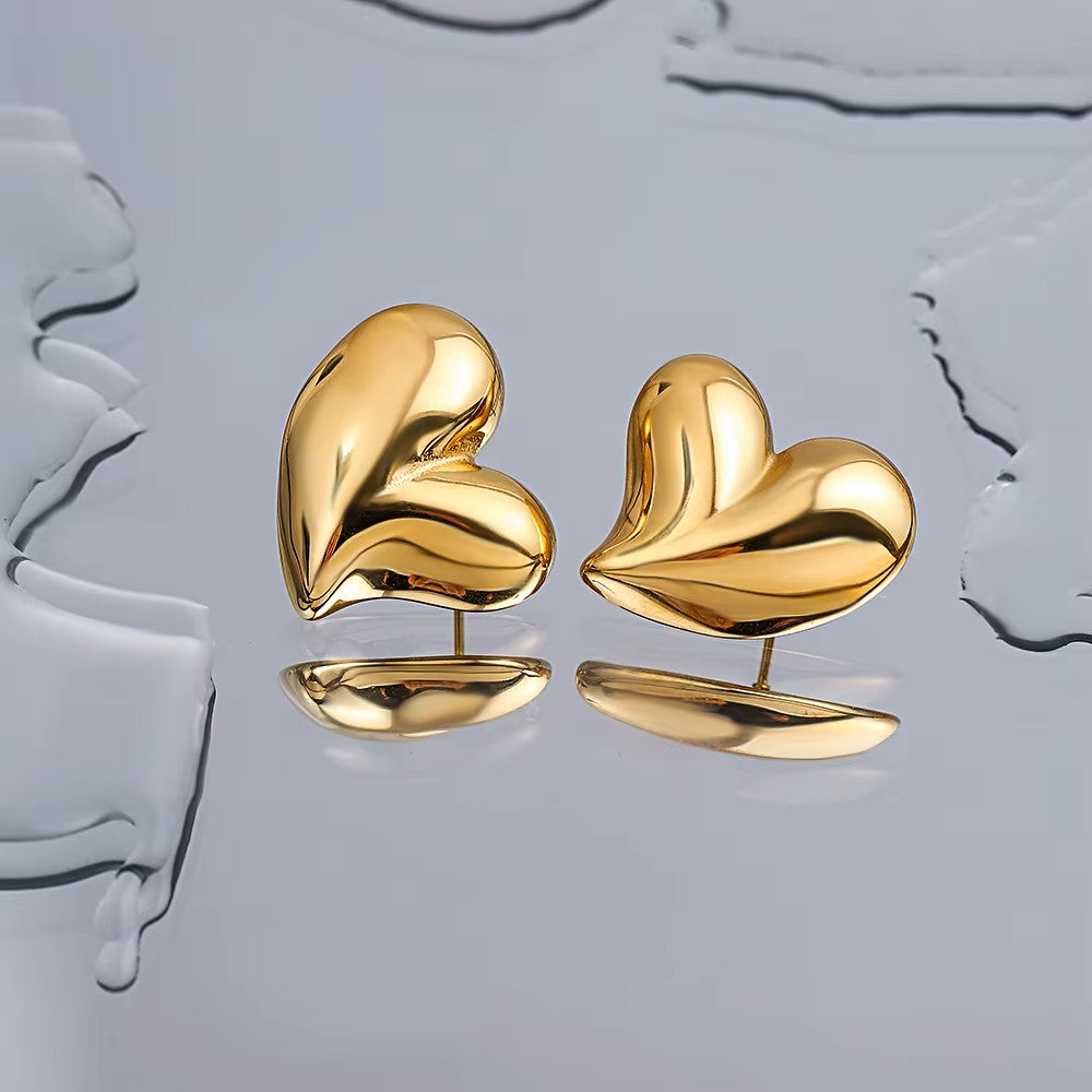 Metallic Heart Stub Earrings