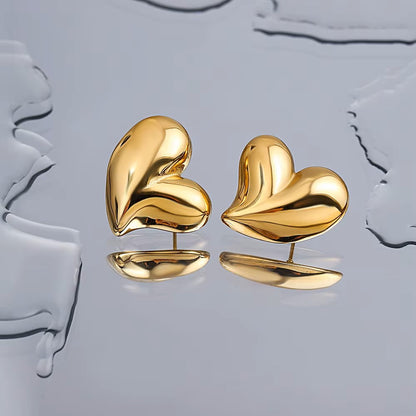 Metallic Heart Stub Earrings