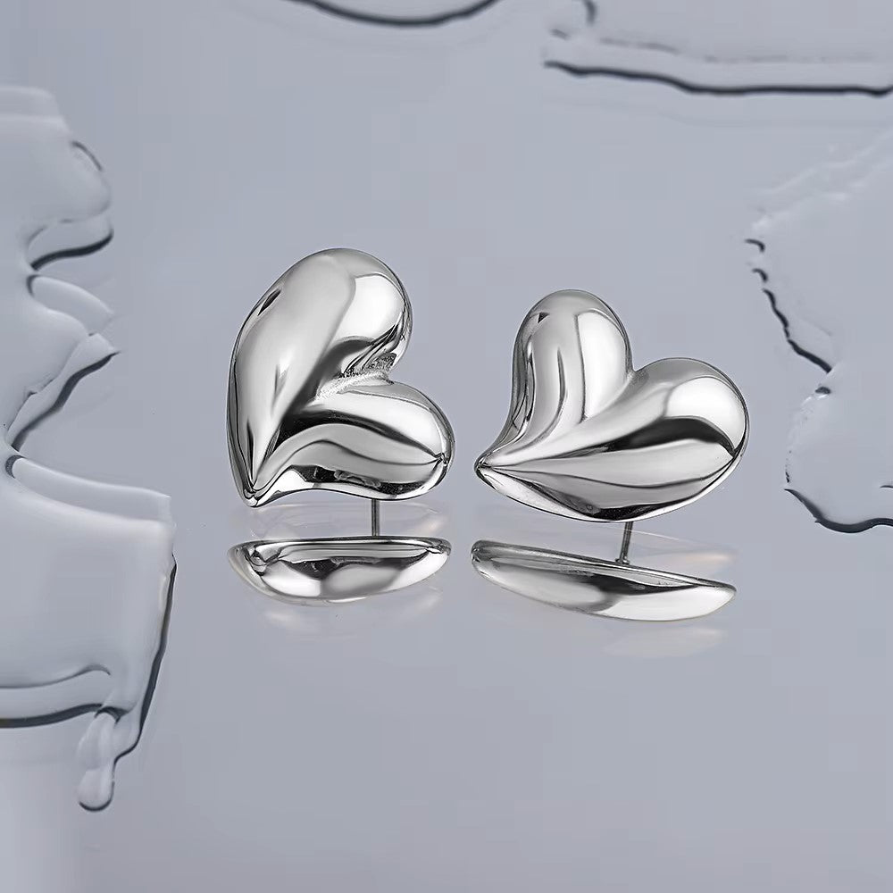 Metallic Heart Stub Earrings