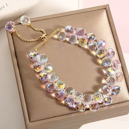 Double Iridescent Crystal Bead Bracelet