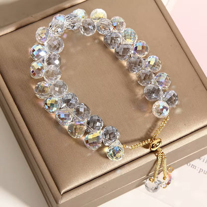 Double Iridescent Crystal Bead Bracelet
